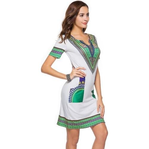 Boho Style Printing Dress 2019 Summer Vestido Multi-Color Short Sleeve S-3XL Cute Pocket Dresses Bohemian Jurk Printing Dress