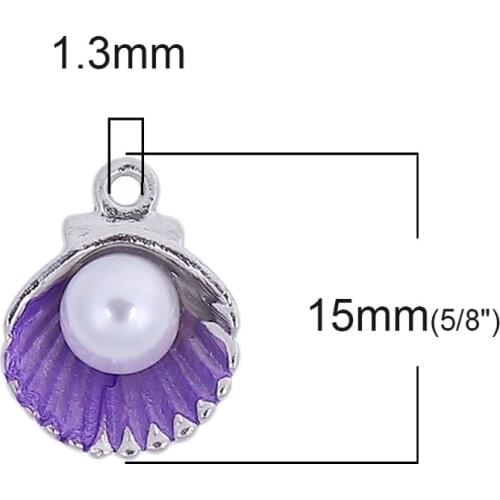 20 Pieces Zinc Alloy Silver Color Shell Semicircle Pearl Pendant Jewelry Making Jewelry Accessories for Woman Girl IDY