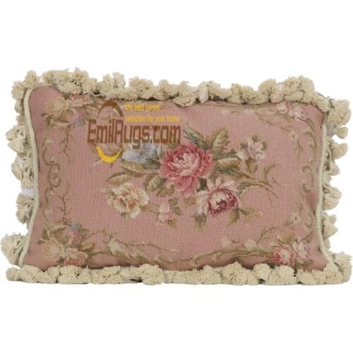 Shabby needlepoint decor cushion nodic home woolen handmade embroidery pink floral for chair bedroom vintage pastoral style