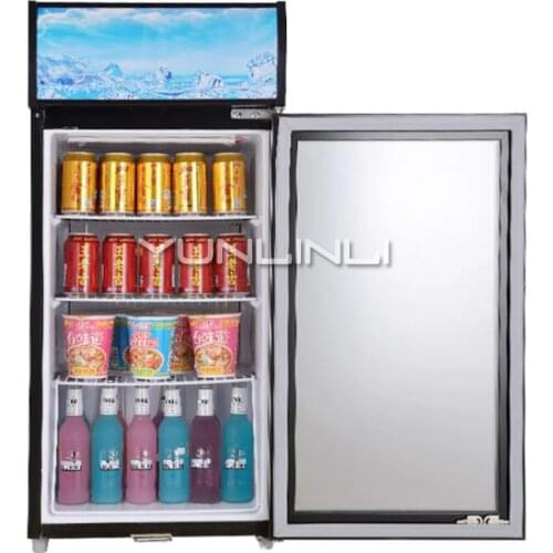220V Commercial Refrigerator Glass Single Door Frige Lock Refrigerator Cabinet Beverage Show Cabinet Energy-saving Refrigerator