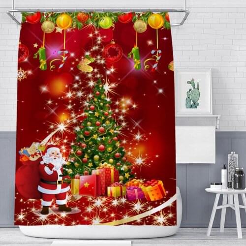 Christmas wreath shower curtain Christmas New Year bathroom curtains bathroom partition curtains curtains in multiple sizes