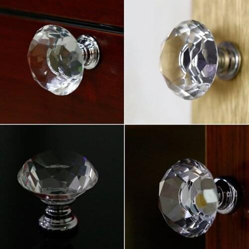 4/6/16 Pcs Crystal Glass Knobs Diamond Shape Design 25/30 Mm Cupboard Drawer Pull Kitchen Cabinet Door Wardrobe Handles Hardware