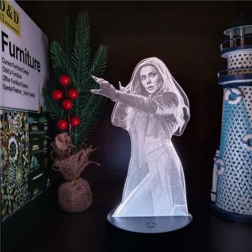 Marvel Scarlet Witch Wanda Vision 3D Visual Lamp LED Night Light 7 Color Changing Lampara For Home Bedroom Decor Birthday Gifts