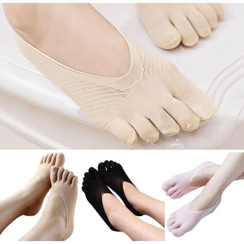 Summer Autumn Women Cotton Blend Lace Antiskid Short Socks Invisible Low Cut Toe Ankle Sock Five-Toe Socks