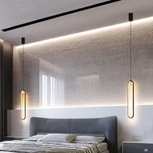 Nordic Simple Modern Led Pendant Lights Bedroom Bedside Lamps Iron Line kitchen hanging lamps Living Room decor light fixtures