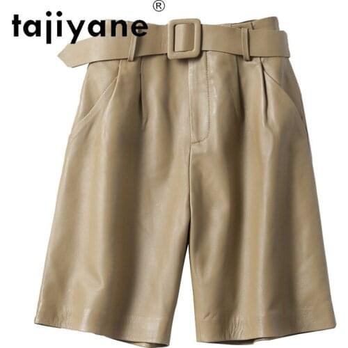 Tajiyane 2021 Streetwear Women Real Sheepskin Pants Woman Genuine Leather Pants High Waist Trousers Womens Clothing Ropa TN2167