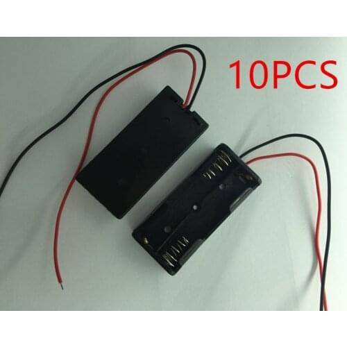Teyeleec 10 pcs / lot New Battery Box Storage Box AAA Black Charging Stand Stand for 2 x AAA Battery with Wire / Cable Dropship