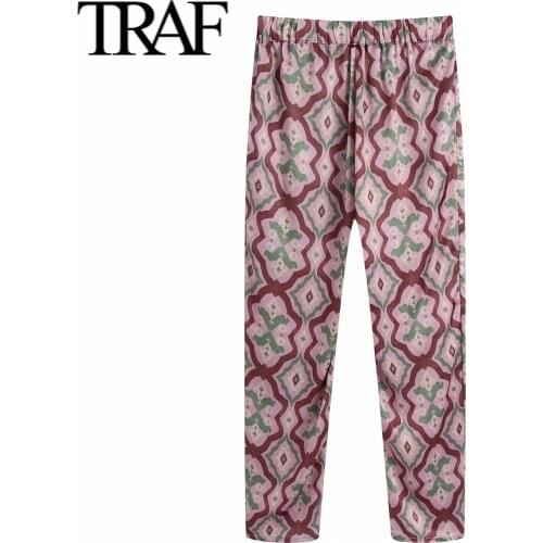 TRAF Women Clothes Korean Fashion Loose Wide Leg Female Pants Vintage Streetwear Gothic Straight Trousers High Waisted Pants