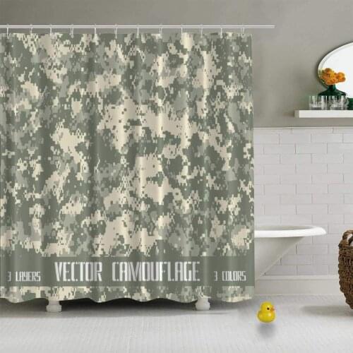 Vector Camouflage Vector Waterproof Shower Curtain for Bath Tub,79''L x 72''W