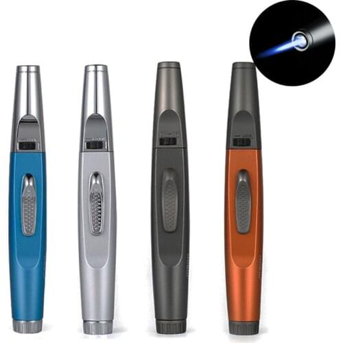 Windproof Metal Cigarette Cigar Lighter Creative Inflatable Lighter For Outdoor Jet Butane Torch Tobacco Lighter