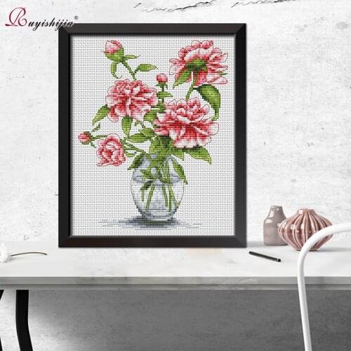 RUYISHIJIA Embroidery,Paintings,Needlework,Cross stitch kits,Flower,rose,DIY Cross-stitch,thread embroidery