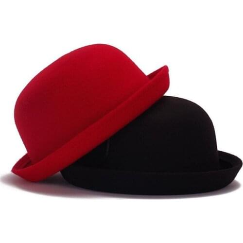 High quality little girl little boy fedora hat bowler hat child dress hat kid hat felt hat wool felt bowler hat women hat