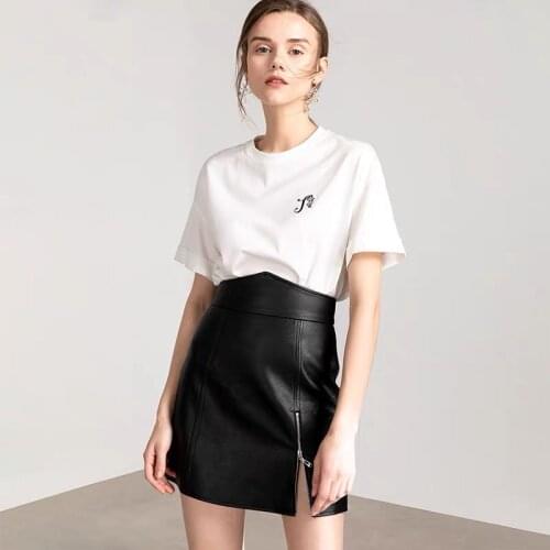 Women skirts summer autumn genuine leather skirt women 2020 high waist zipper black streetwear mini sexy short skirts gothic