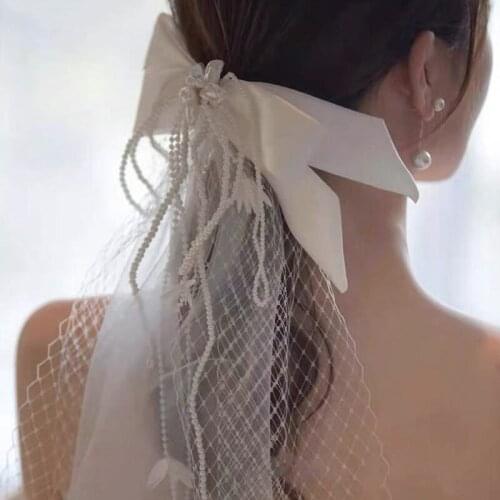 Luxury Bridal White Bow-Knot Hair Clip Tiaras Beaded Yarn Crystal Barette Wedding Hair Accessories Headwear заколка бант