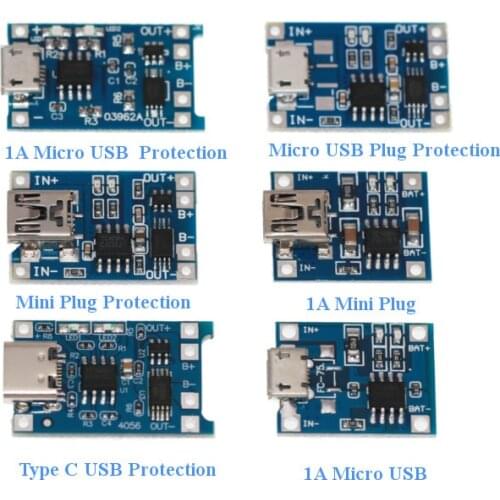TP4056 Micro USB Type-C 5V 1A 18650 Lithium Battery Charging Protection Board TE585 LIPO Charger Module DIY Parts