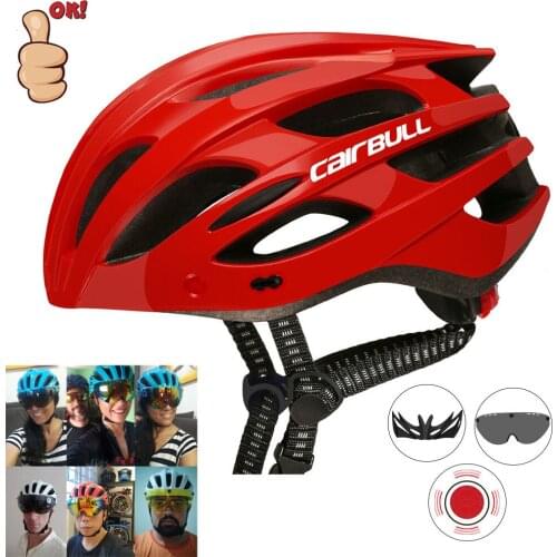 Cairbull Cycling Helmets Safety Tail Light Goggles Intergrally-molded Bicycle Cap Road Bike MTB Helmet XC EPS+PC Cover 2021