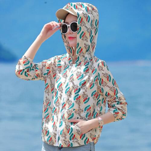Printed Sun Protection Jacket Womens Short Lightweight Breathable Ins Tide Outdoor Vacation Thin Coat
