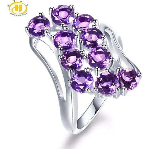 Hutang Amethyst Wedding Rings Natural Gemstone 925 Sterling Silver Ring Fine Fashion Stone Jewelry for Womens Girls' Gift New