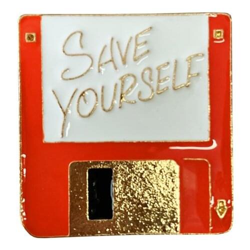 1PCS Exquisite letter SAVE YOURSELF Box pins Brooch Coat Jewelry ornament Children reward souvenirs Badge wholesale