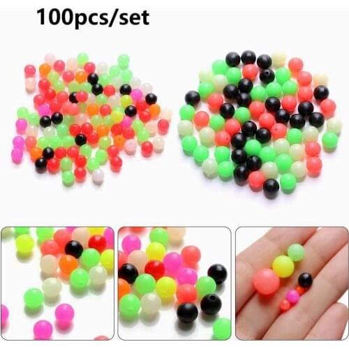 100PCS Round Mixed Color PE Plastic Cross Stopper Beads for Carp Rig Fish Baits Beads Outdoor Fishing Lures Tackle Accessories