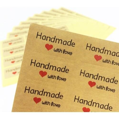 120 Pcs/lot 'Handmade with love' Scrapbooking Kraft Paper Labels Envelopes Stickers Gift Packaging Seal Seals Sticker