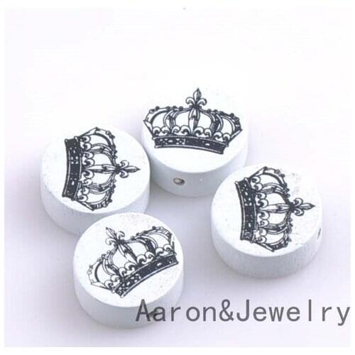 20mm 20pcs Mixed Natural Round Wooden Beads With Crown For Jewelry Making MT0707