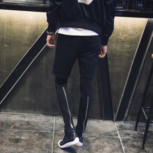 27-44 2018 Mens clothing GD Hair Stylist fashion street Personality cuff zipper fake two pieces casual pants plus size costumes