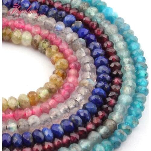 2x3-2x4mm Faceted Rondelle Quartz Natural Stone Beads For DIY Necklace Bracelet Jewelry Making Spacer Strand 15",Free Shipping