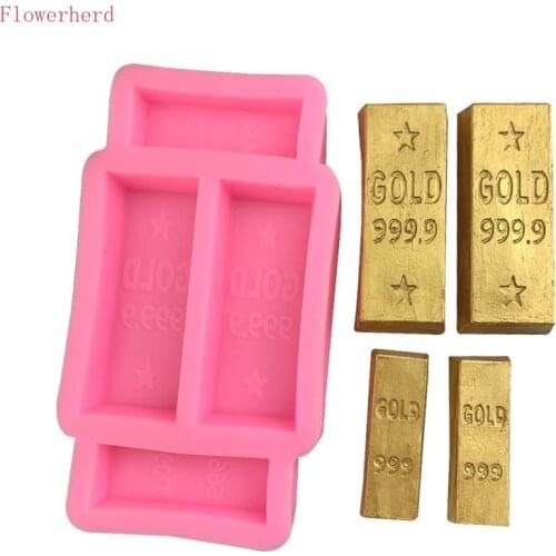 4-hole Size Simulation Gold Bullion Gold Brick Gold Nugget Silicone Mold Fondant Cake Tool Chocolate Mold Soap Mold Baking Tools