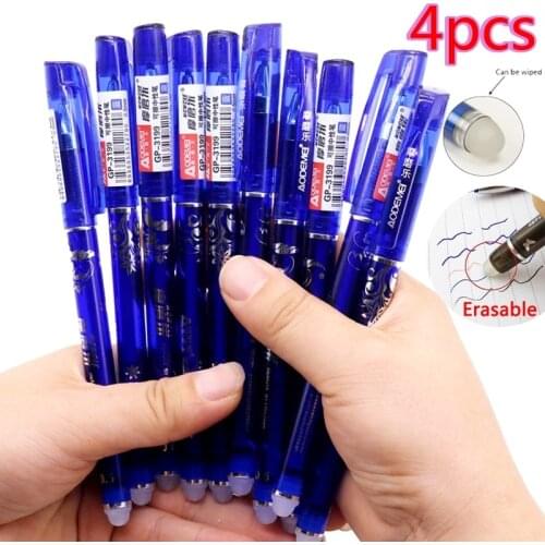 4 Pcs Erasable Gel Ink Is Blue Red Dark Blue and Black Ink Writing Neutral Pen