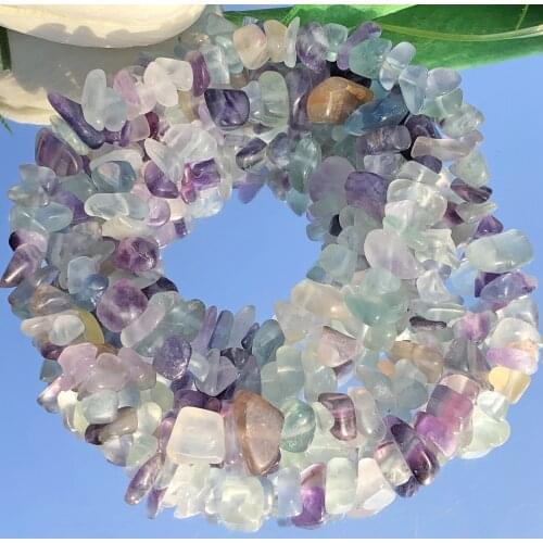 5-8mm Natural Irregular Gravel Colorful Fluorite Freeform Chips Stone Beads For Jewelry Making DIY Bracelet Necklace 33"Inches