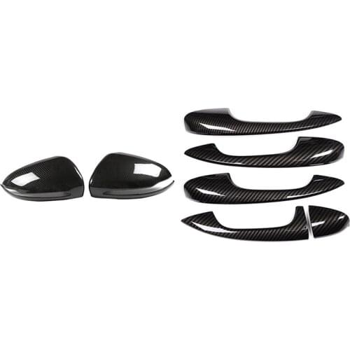 ABS Carbon Fiber Door Handle Cover Trim Sticker with Carbon Fiber ABS Side Rear View Mirror Cover Trim