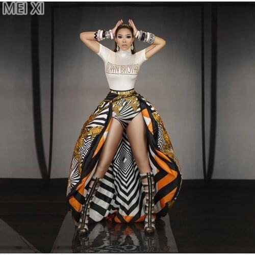 Atmospheric fashion catwalk retro split trailing dress birthday celebration party banquet evening dress concert ball singer cost