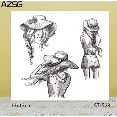 AZSG Long Hair Fashion Girl Clear Stamps/Seals For DIY Scrapbooking/Card Making/Album Decorative Silicone Stamp Crafts