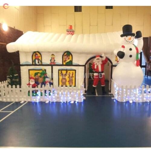 Free door shipping giant inflatable Santas Grotto Christmas Inflatable Santa House for sale