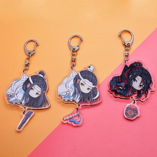 Anime Mo Dao Zu Shi Key Chain Wei Wuxian Lan Wangji Acrylic Double Sided Key Chains Antiquity Keyring Pendant Props Accessories