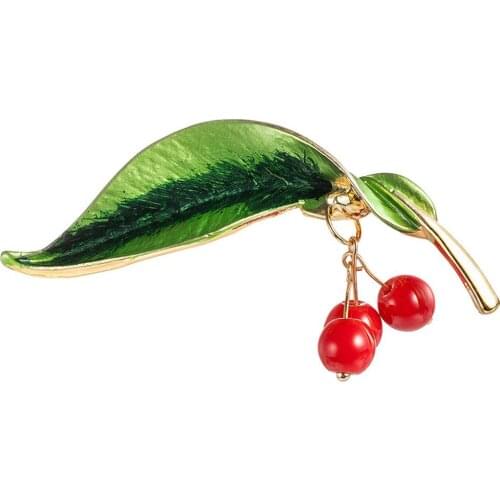 Cute Cherry Shape Brooch Pin Women Enamel Fruit Jewelry Backpack Jacket Decor