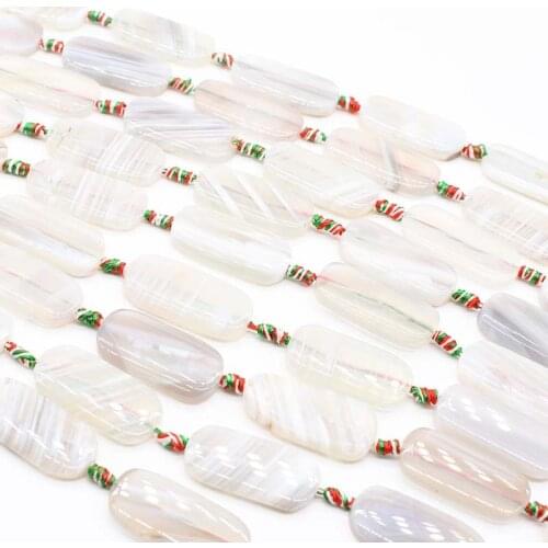2strands/lot Natural white striped rectangle Agates smooth stone beads For Woman DIY Necklace Bracelets Jewelry Making Strand
