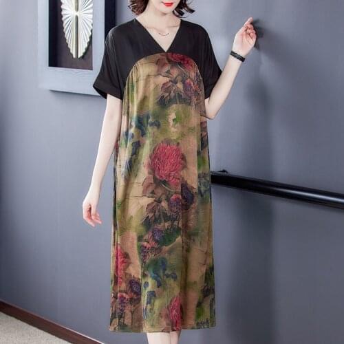 Chikichi French Vintage Stitching Dress Women 2021 New Spring and Summer V-neck Loose Plus Size Long Party Dress