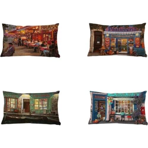 Shop Print Cartoon Bicycle Lifebuoy Decorative Throw Pillow Cases For Living Room Merry Christmas Restaurant Chair Cushion Cover