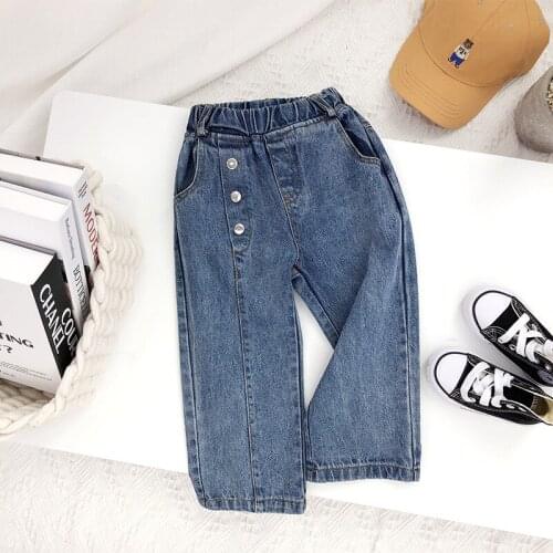 Childrens Denim Pants 2020 Spring Summer New Kids Boys and Girls Casual Solid Jeans Kids Loose Wide Leg Pants Baby Cowboy Jeans