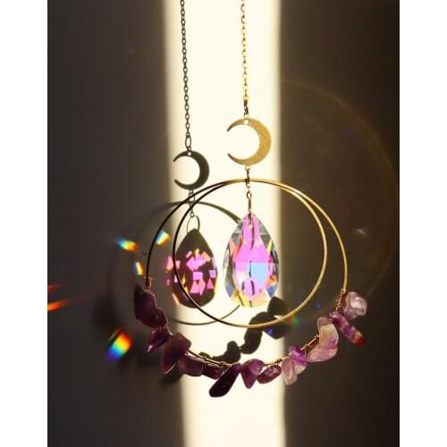 Crystal Stars Moon Hanging Garden Pendant Window Decor Wind Chime Window Ornaments Star Moon Garden Sun Catcher Pendant Decor