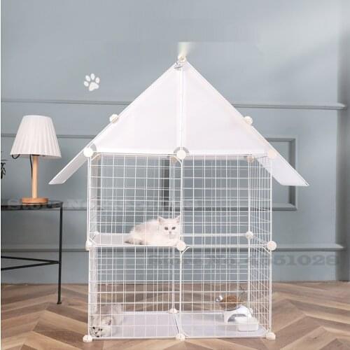Pet Cage Household Large Free Space Metal Cat Villa Three-layer Luxury DIY Cage Can Put Litter Basin Pet Supplies