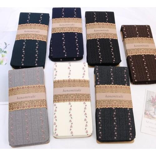 Mori Girl Vintage Floral Stripes Jacquard Footless Tights | Womens Hosiery - Pantyhose