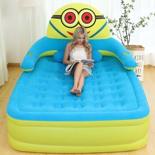 Best Air Mattress for Guest Home Camping Travel Inflatable Elevated Airbed with Flocked Top Kids Cartoon Folding Sleeping Bed