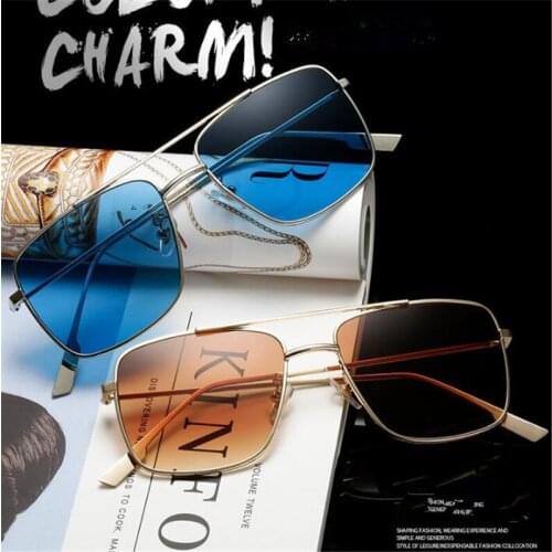KAPELUS Metal big square sunglasses Trendy ocean piece double beam glasses uv400 8019p