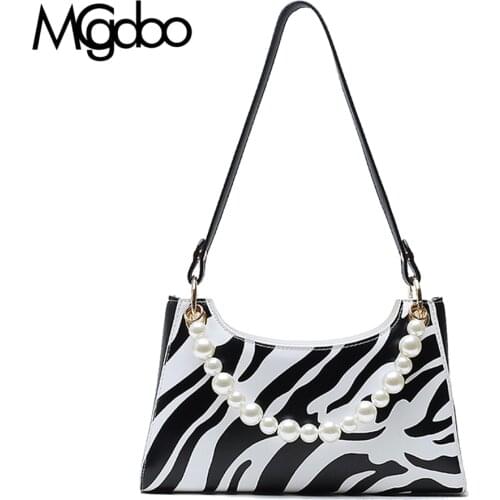 Mgcdoo Pearl Handle Womens Shoulder Bag Character Leather Handbag Fashion Hobo Lady Bag