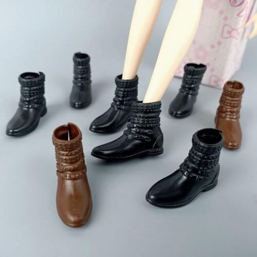 Fashion Plastic Flat Bootie Shoes For Barbie Doll Dolls Accessories Short Boots For Blythe 1/6 BJD Dollhouse Kids DIY Toys