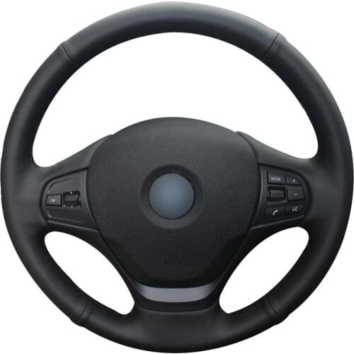 Non-slip Durable Black Natural Leather Car Steering Wheel Cover For Bmw F30 316i 320i 328i