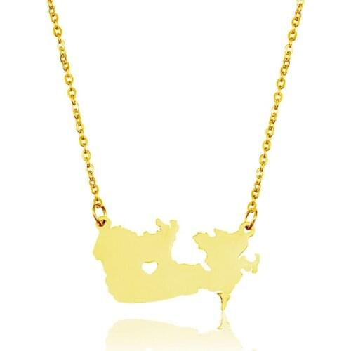 New Canada Map Necklace Gold Silver Color Stainless Steel Canada Map Heart Pendant Necklace Map Memorial Jewellery